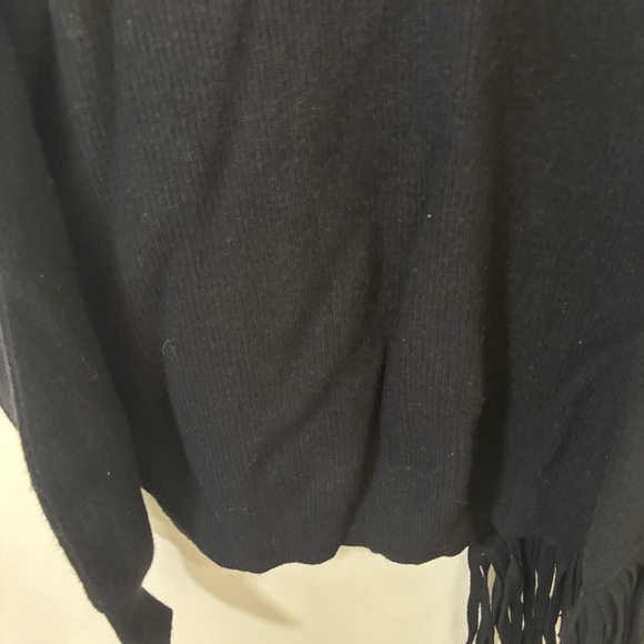 *New with tag* Nordstrom Women's Black mock neck black Sweater with side Fringe - Picture 7 of 14